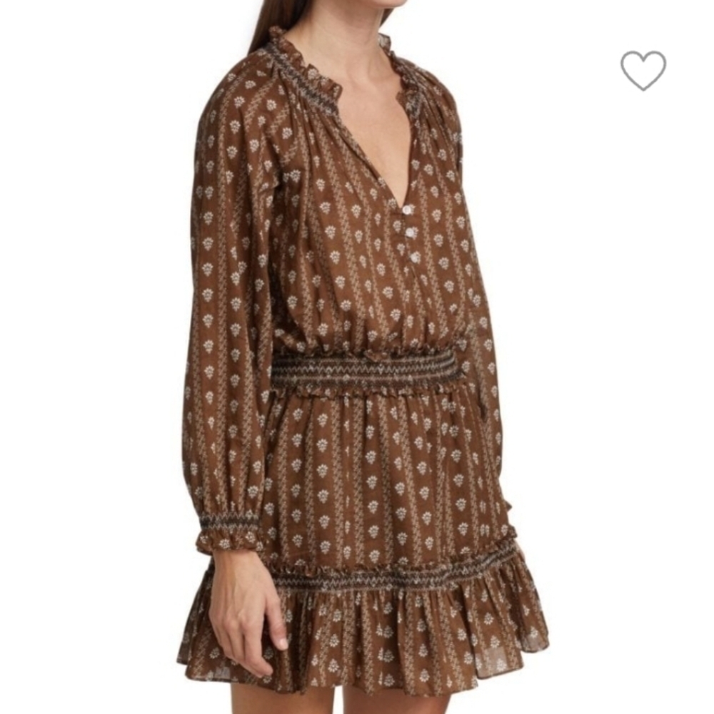 Veronica Beard Espie Printed Mini Peasant Dress